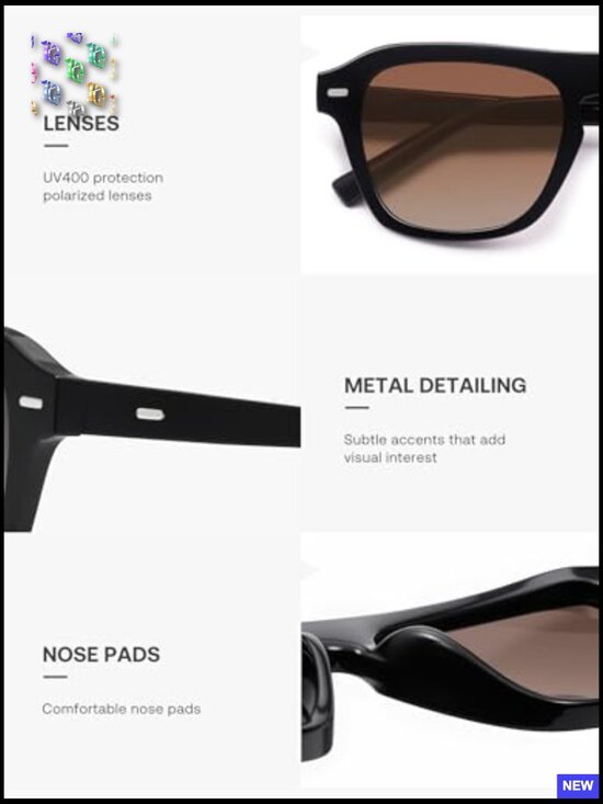 Retro Aviator Polarized Square Sunglasses Classic Driving Shades